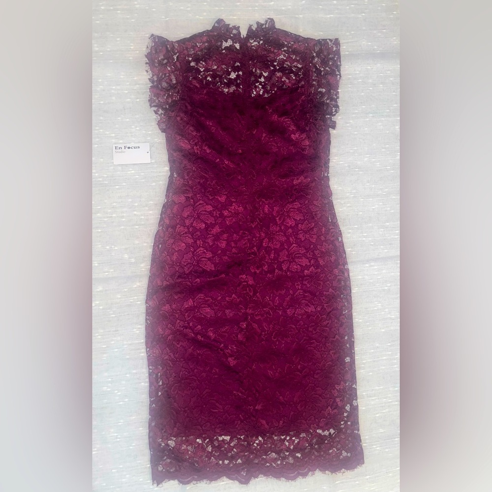 Enfocus Studio Purple/Burgundy Lace Midi Dress Size 12